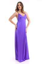 Silk Parade-Saf İpek Saten Mor Gece Elbisesi-Elbise-2-Milagron.com