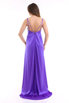 Silk Parade-Saf İpek Saten Mor Gece Elbisesi-Elbise-4-Milagron.com
