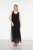 Silk Parade-Saf İpek Şifon Siyah Elbise-Elbise-1-Milagron.com