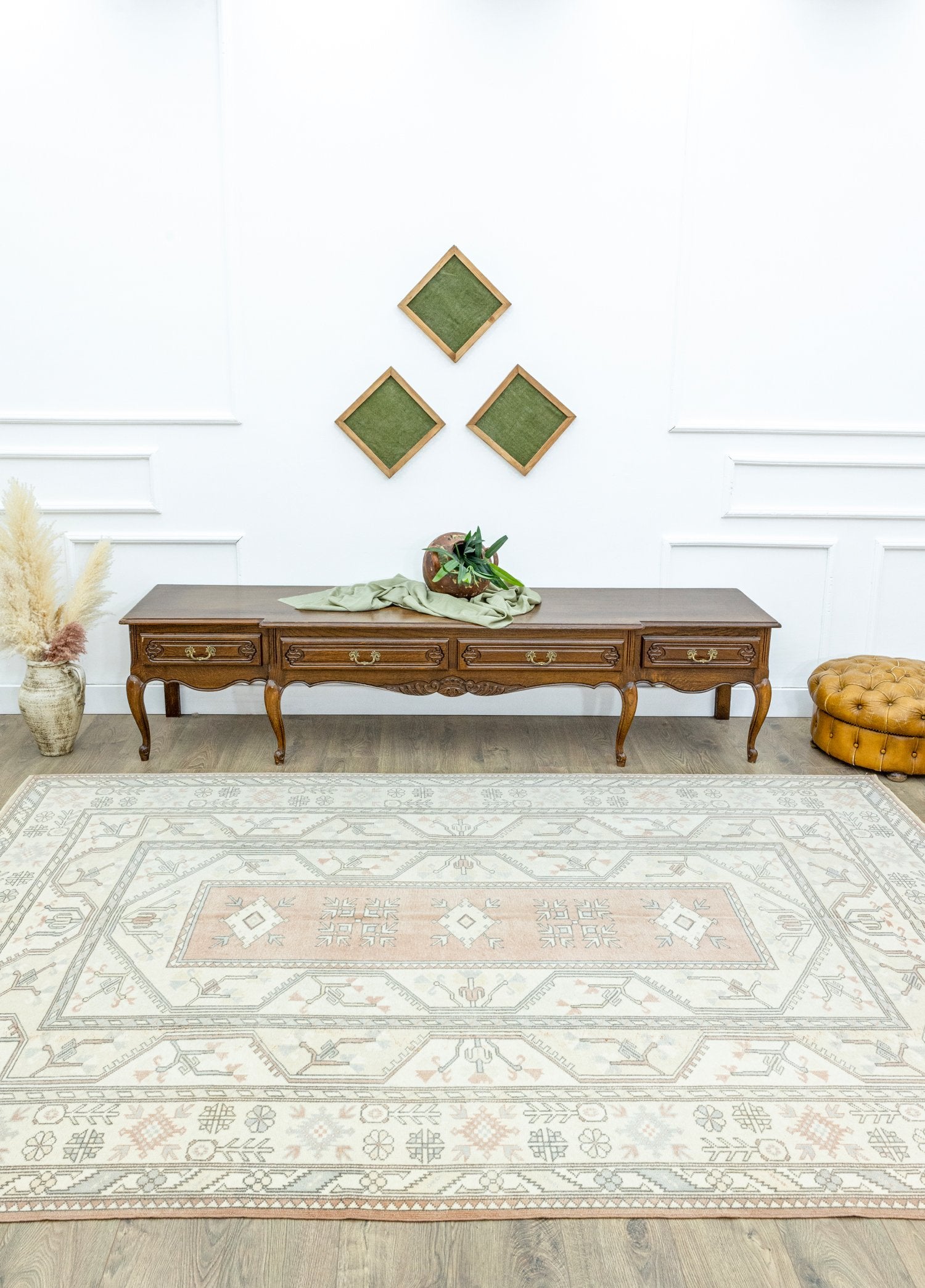 Soho Antiq-Beytus El Dokuma Krem Milas Halısı 199x294 Cm-Halı-2-Milagron.com