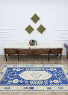 Soho Antiq-Buget İlkel Desenli El Dokuma Mavi Yün Halı 139x238 Cm-Halı-2-Milagron.com