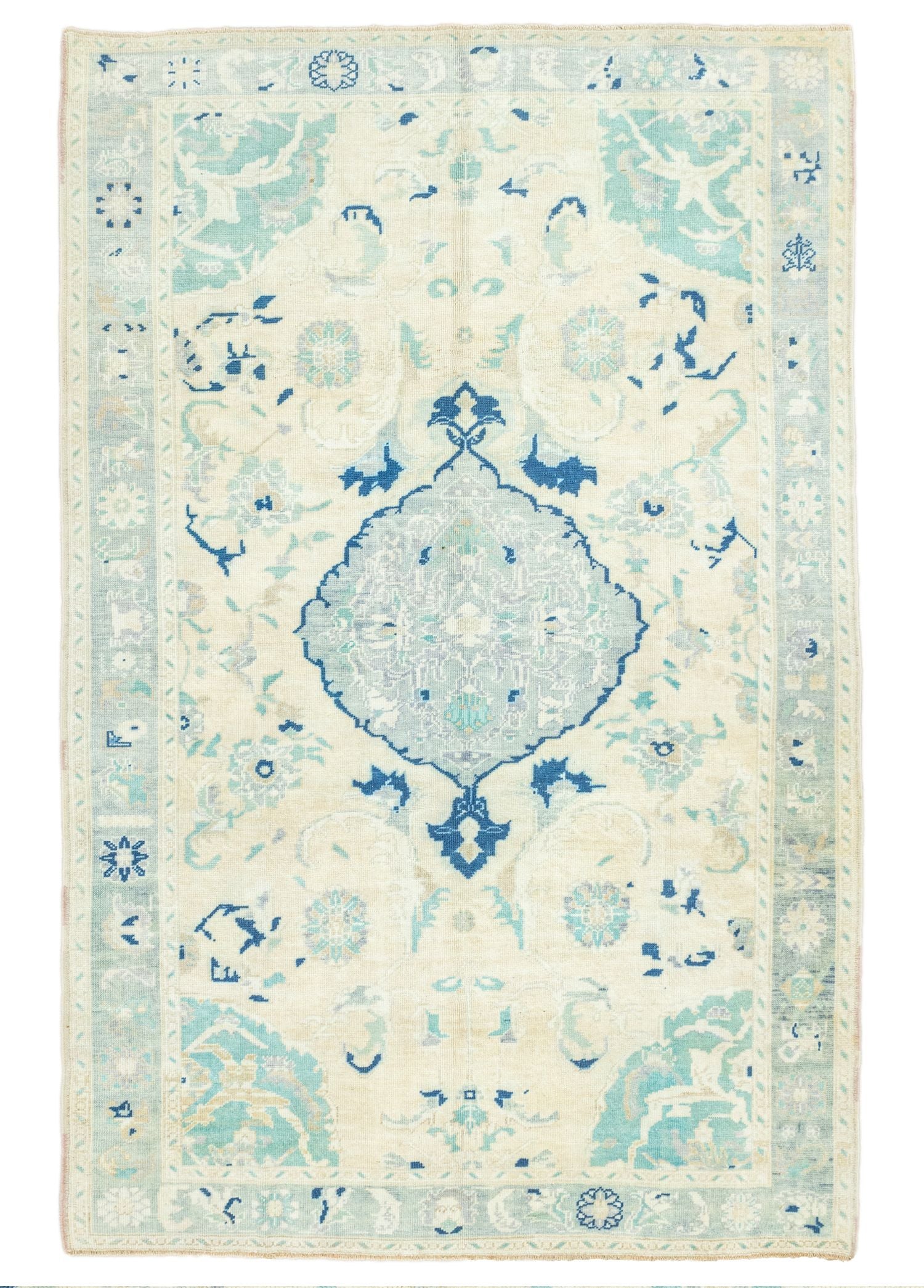 Soho Antiq-Ediz Madalyon Tasarımlı El Dokuma Yün Halı 185x291 Cm-Halı-1-Milagron.com