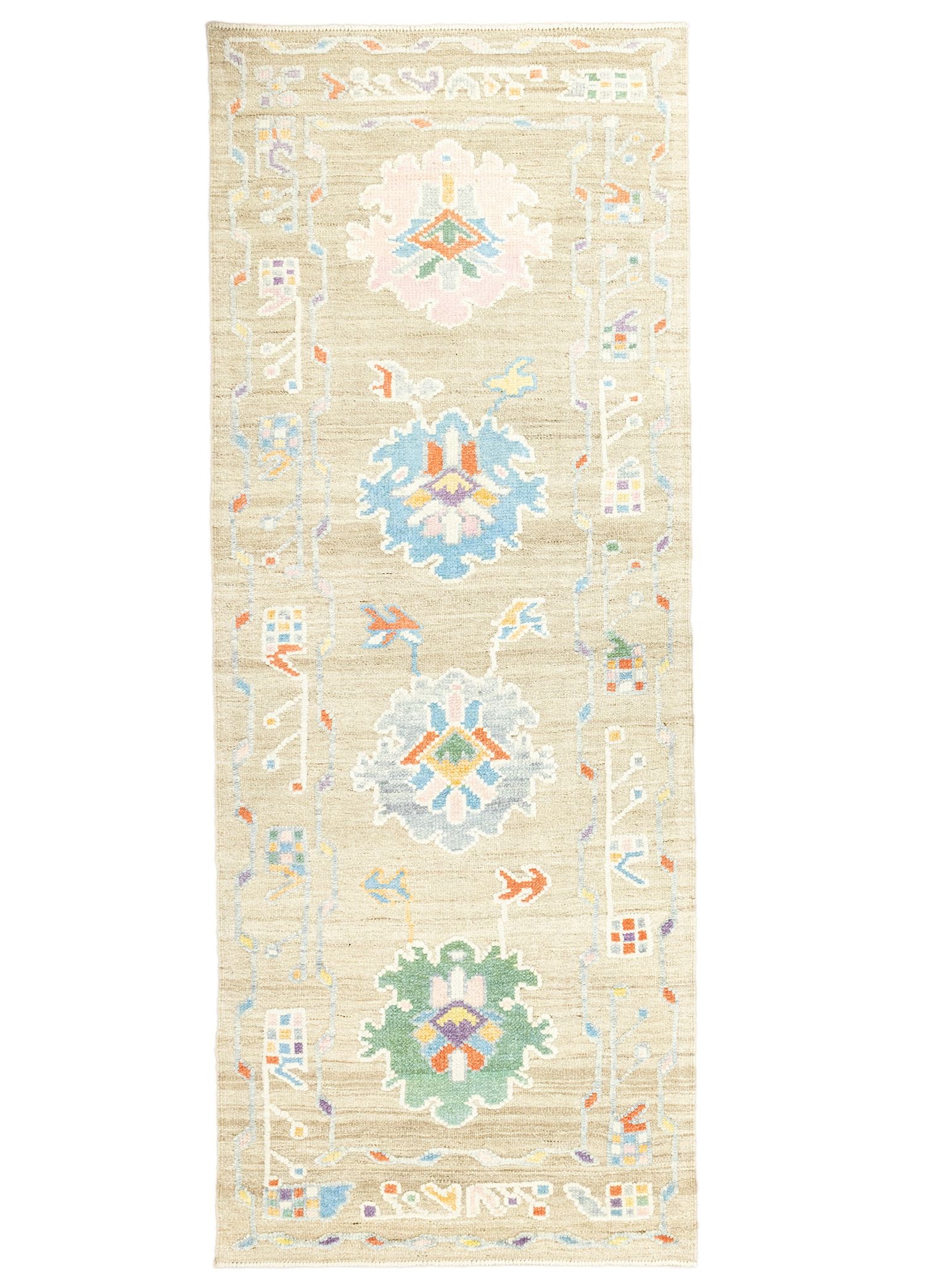 Soho Antiq-Geray El Dokuma İlkel Tasarımlı Yün Yolluk 93x257 Cm-Halı-1-Milagron.com