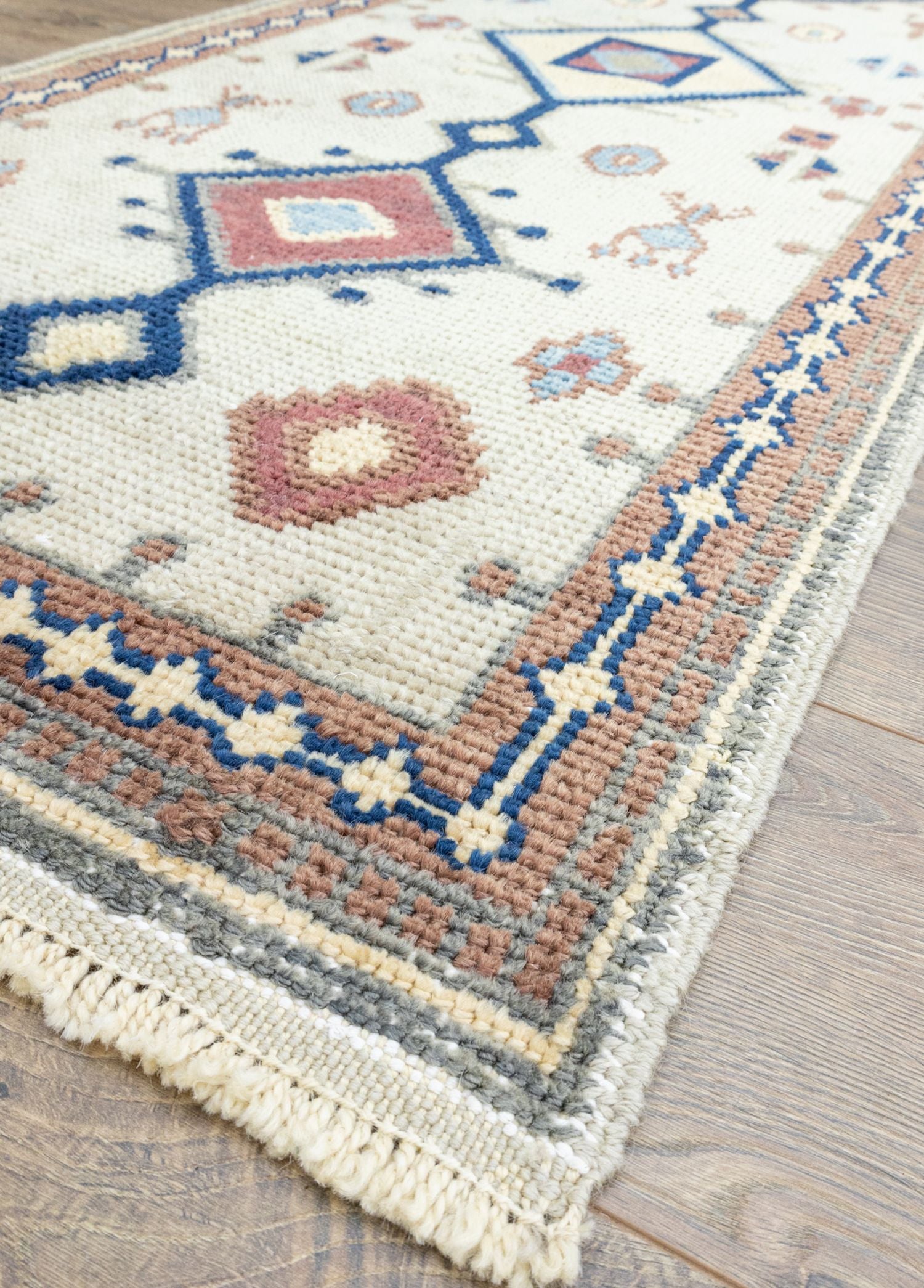 Soho Antiq-Girelli Geometrik Desenli El Dokuma Yün Yolluk 76x378 Cm-Halı-3-Milagron.com