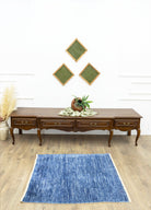 Soho Antiq-Kaunos El Dokuma Mavi Kendir Halı 104x114 Cm-Halı-2-Milagron.com