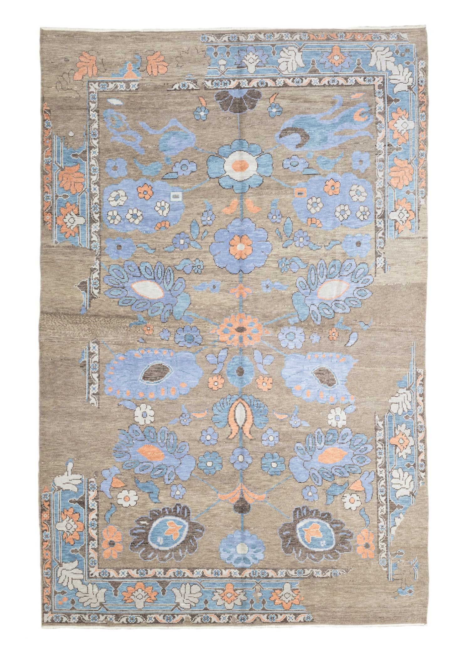 Soho Antiq-Likya çiçek Desenli El Dokuma Yün Halı 290x455 Cm-Halı-1-Milagron.com