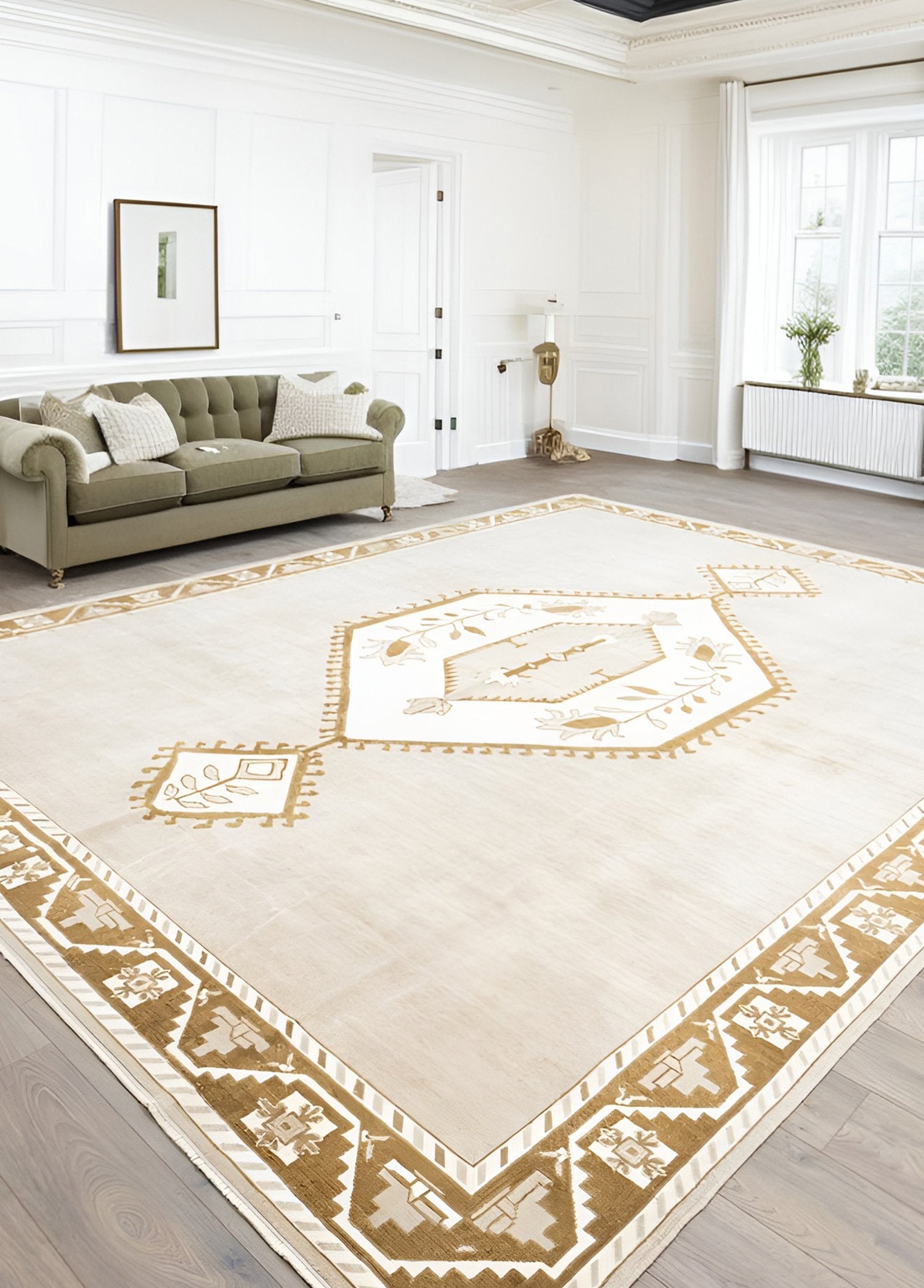 Soho Antiq-Mella Rustik Desenli El Dokuma Yün Halı 338x441 Cm-Halı-2-Milagron.com