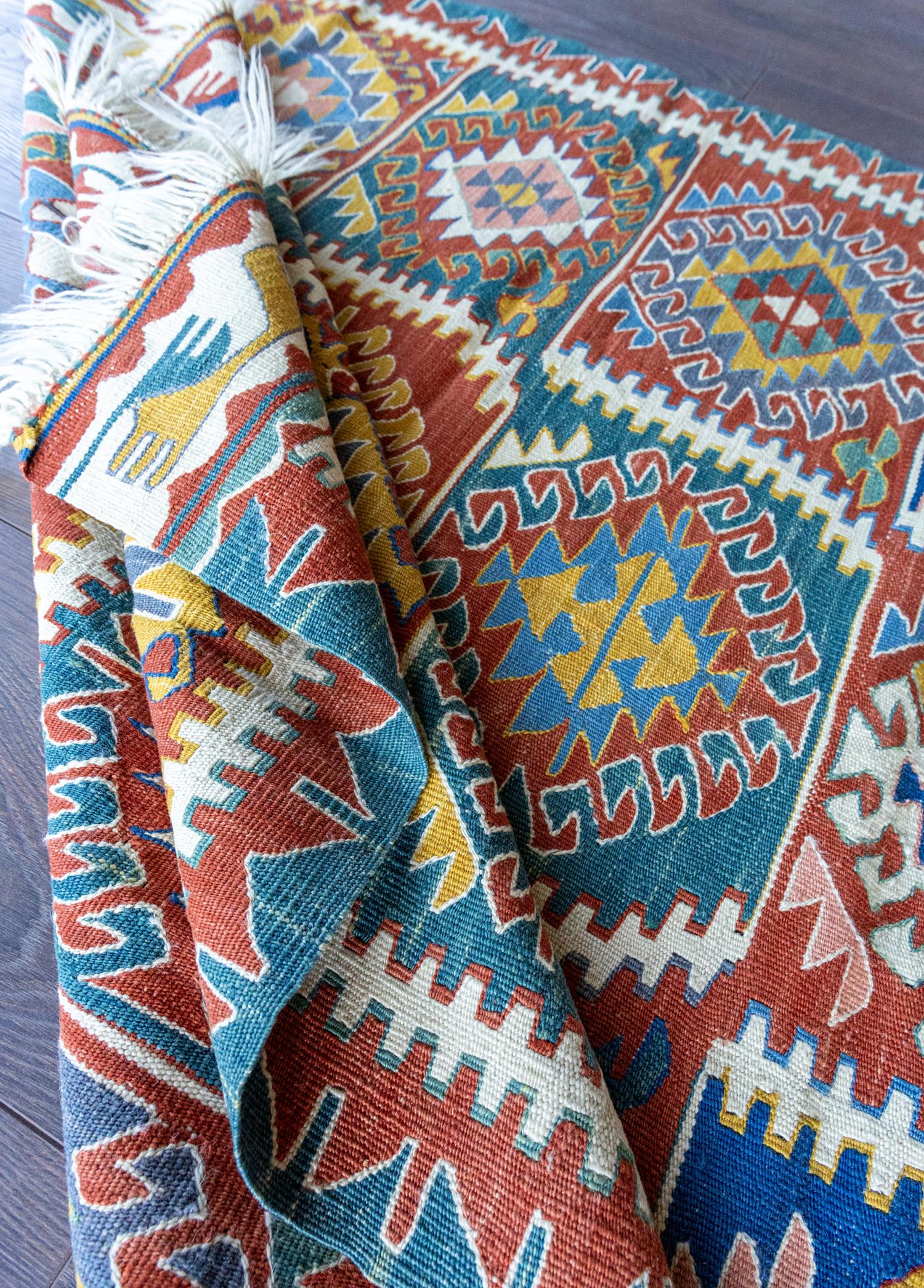 Soho Antiq-Mimoza Etnik Desenli El Dokuma Yün Kavak Kilim 111x125 Cm-Halı-6-Milagron.com