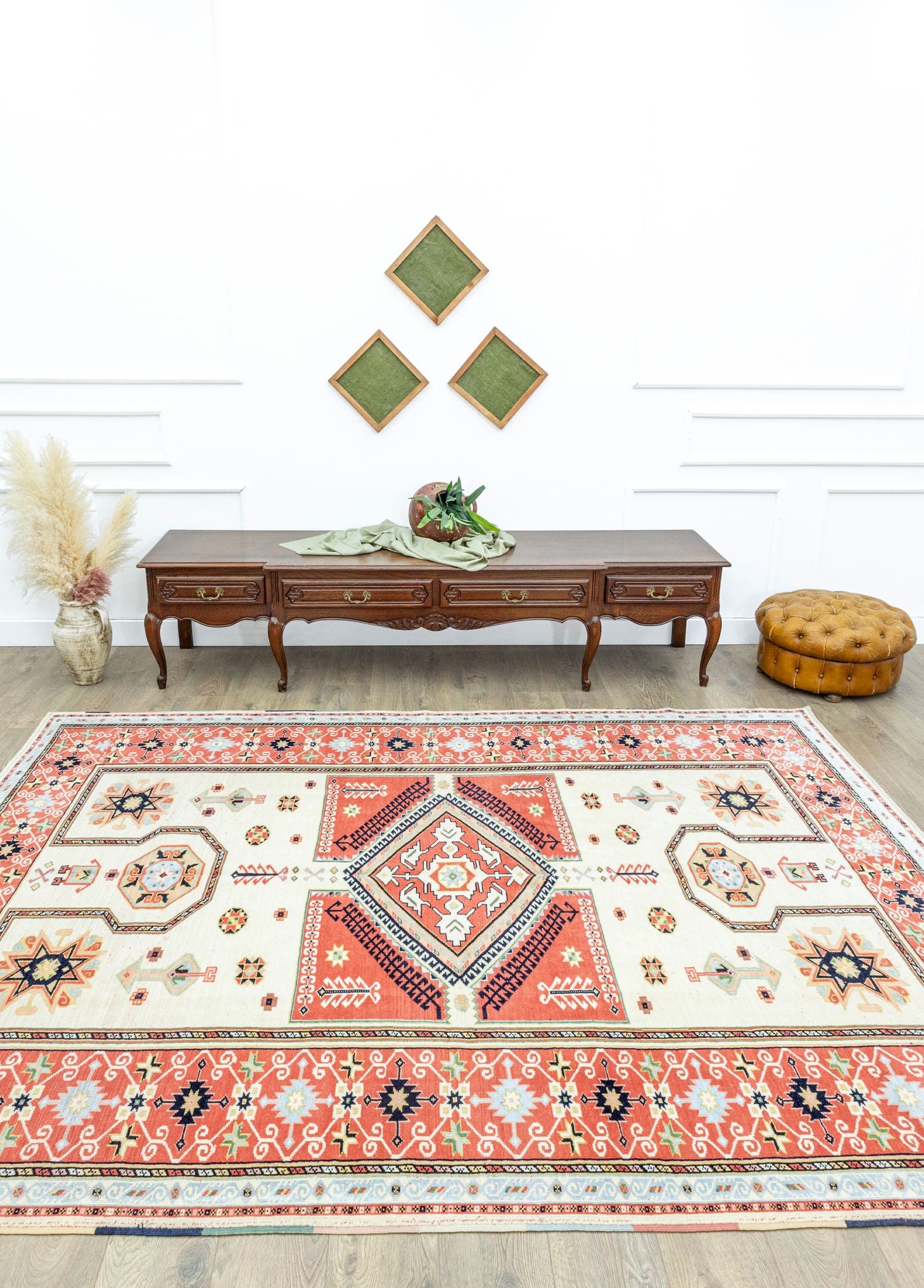 Soho Antiq-Orchis El Dokuma Geometrik Tasarımlı Yün Halı 221x288 Cm-Halı-2-Milagron.com