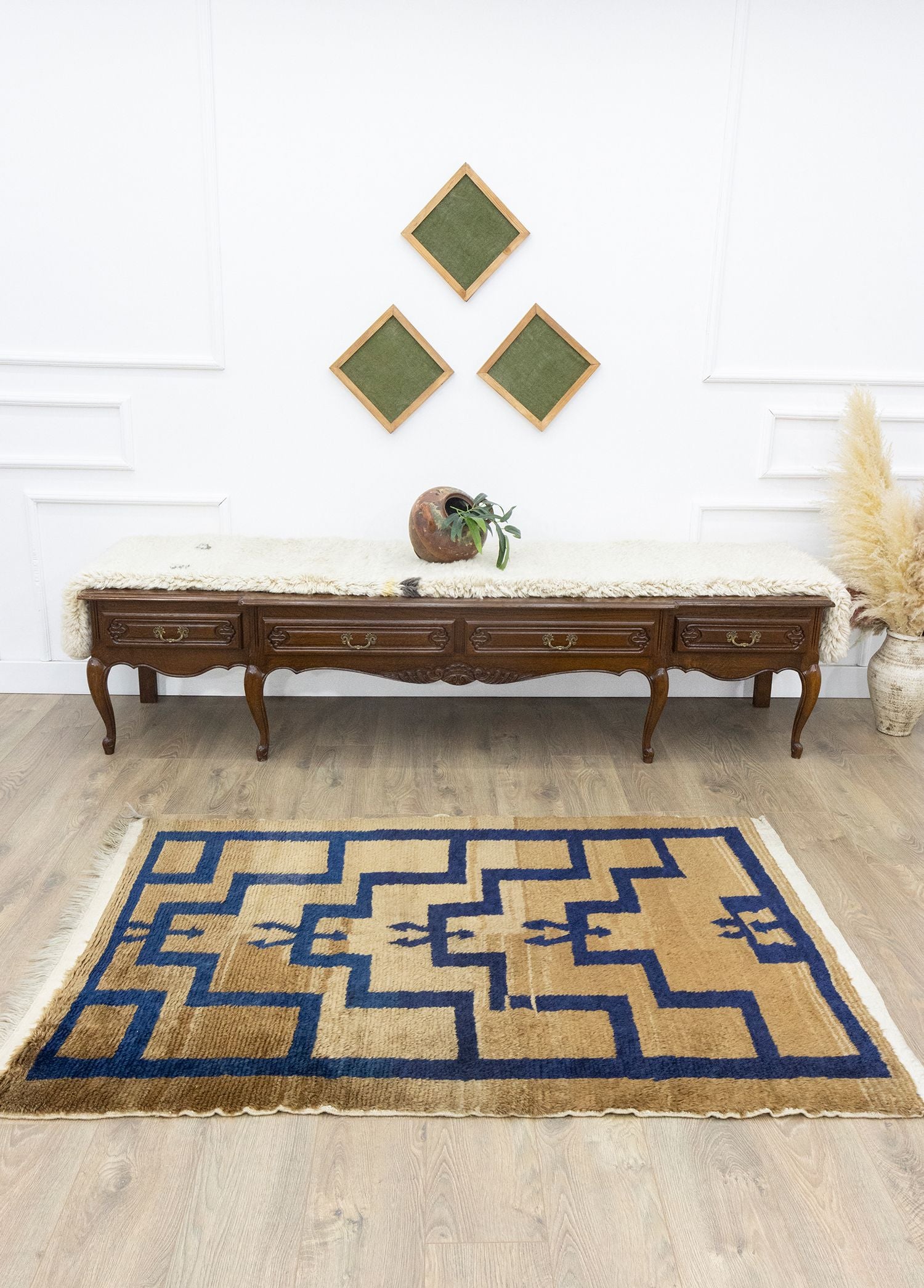 Soho Antiq-Oymalı İlkel Desenli El Dokuma Yün Halı 114x180 Cm-Halı-2-Milagron.com