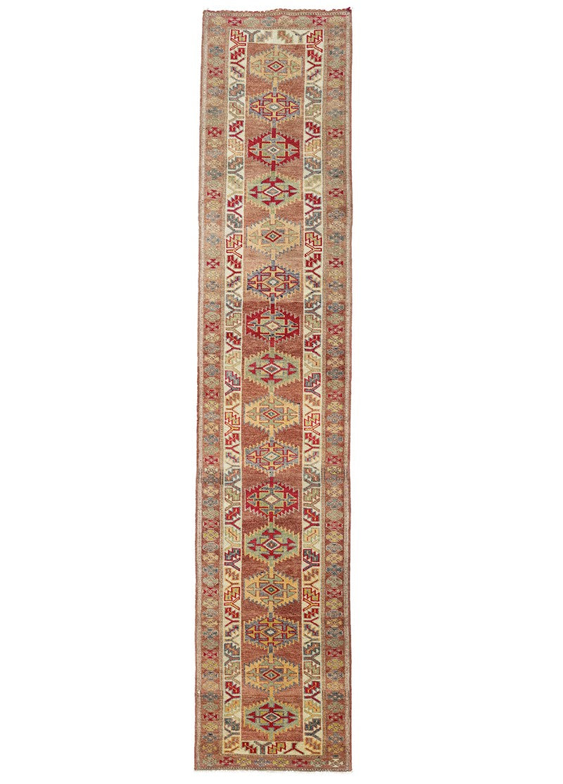 Soho Antiq-Piravi Geometrik Abrajlı El Dokuma Yün Yolluk 83x413 Cm-Halı-1-Milagron.com