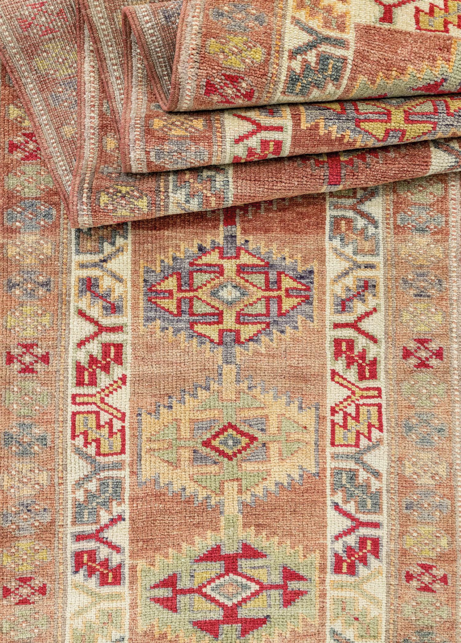 Soho Antiq-Piravi Geometrik Abrajlı El Dokuma Yün Yolluk 83x413 Cm-Halı-4-Milagron.com