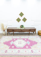 Soho Antiq-Rohit Rustik El Dokuma Pembe Yün Halı 193x272 Cm-Halı-2-Milagron.com