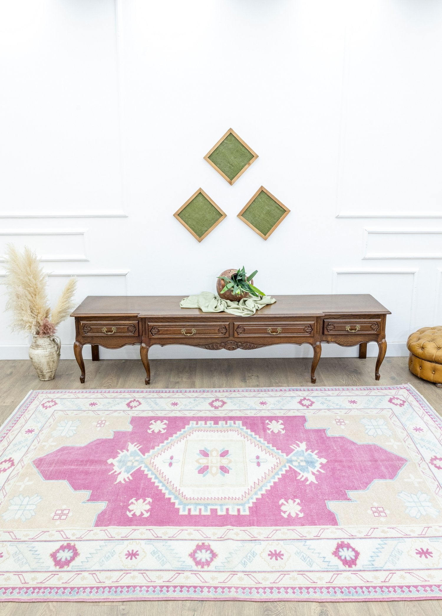 Soho Antiq-Rohit Rustik El Dokuma Pembe Yün Halı 193x272 Cm-Halı-2-Milagron.com