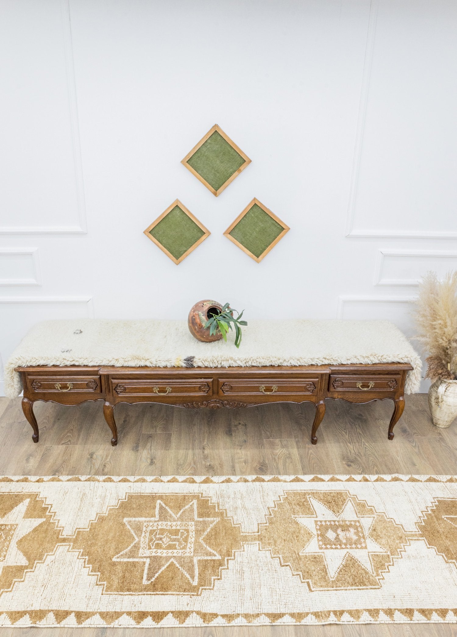 Soho Antiq-Sazoba Geometrik Motifli Herki Yün Yolluk 91x360 Cm-Halı-2-Milagron.com