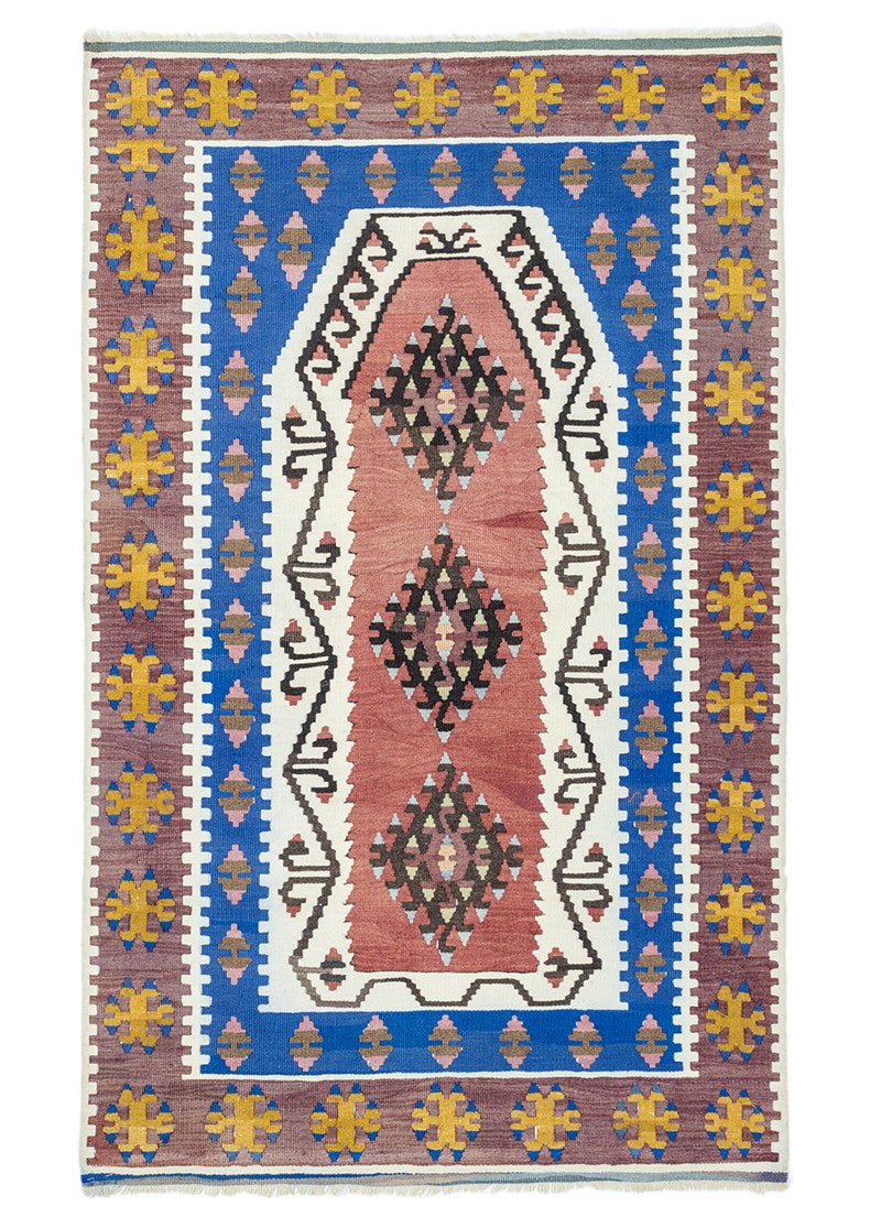 Soho Antiq-Simenit Vintage Rustik Mihraplı Yün Kilim 113x183 Cm-Halı-1-Milagron.com