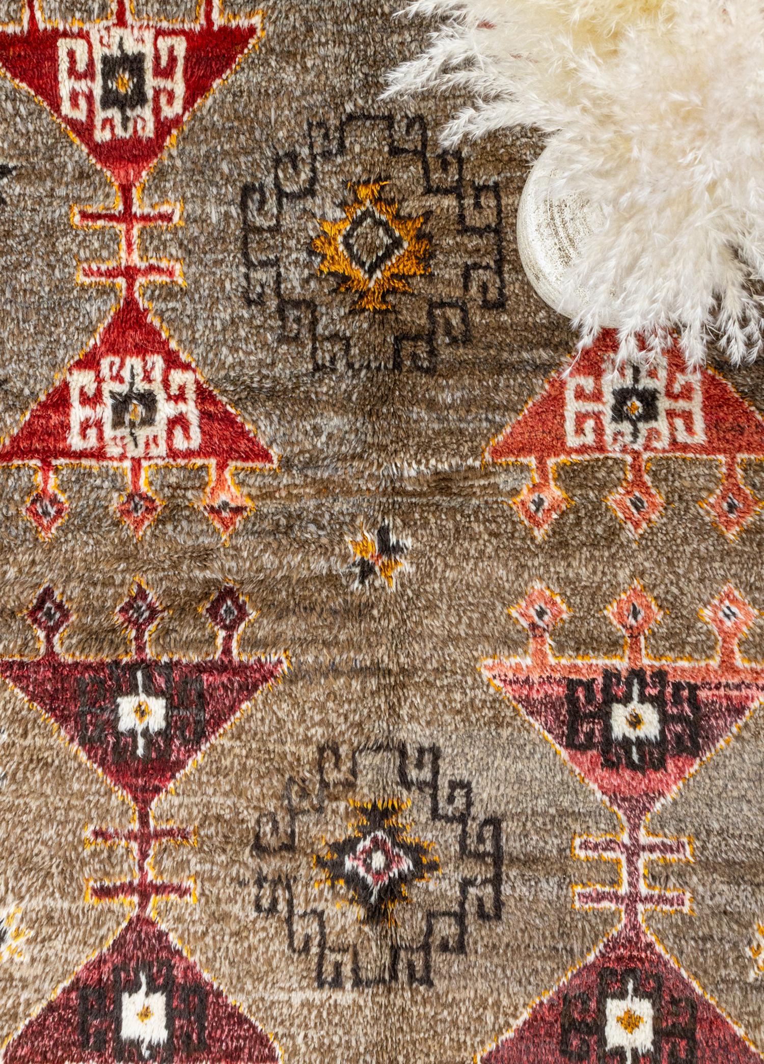 Soho Antiq-Tagged İlkel Desenli Shaggy Yün Halı 152x191 Cm-Halı-3-Milagron.com