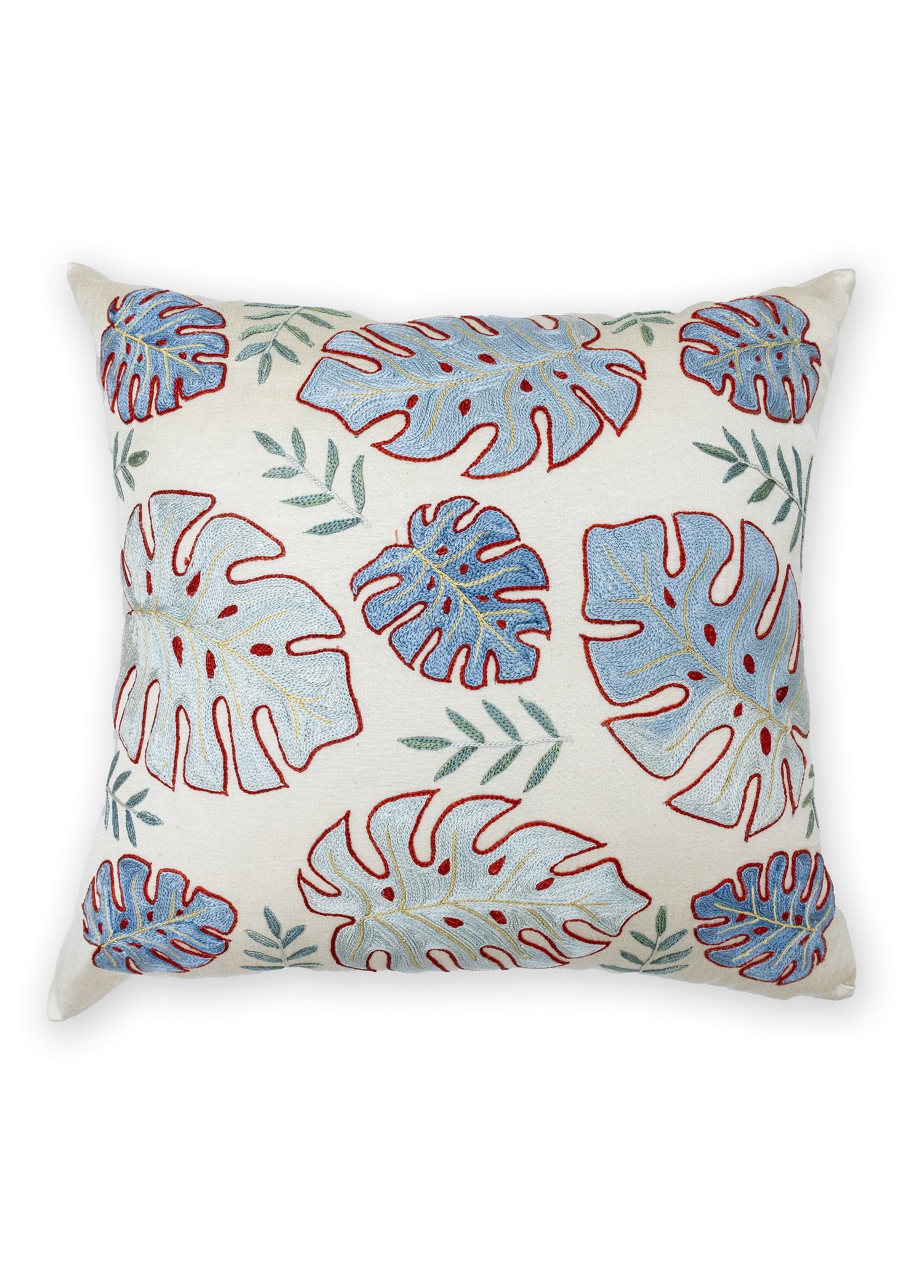 Soho Antiq-Zafir Yaprak Desenli İpek Kırlent 50x50 Cm-Yastık-1-Milagron.com