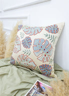 Soho Antiq-Zafir Yaprak Desenli İpek Kırlent 50x50 Cm-Yastık-2-Milagron.com