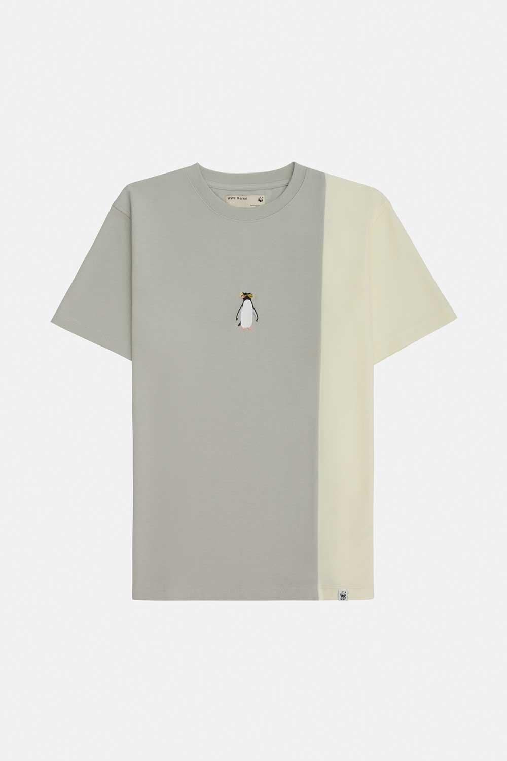 WWF Market-Güney Kara Pengueni Colorblock T-Shirt - Gri-T-Shirts-1-Milagron.com