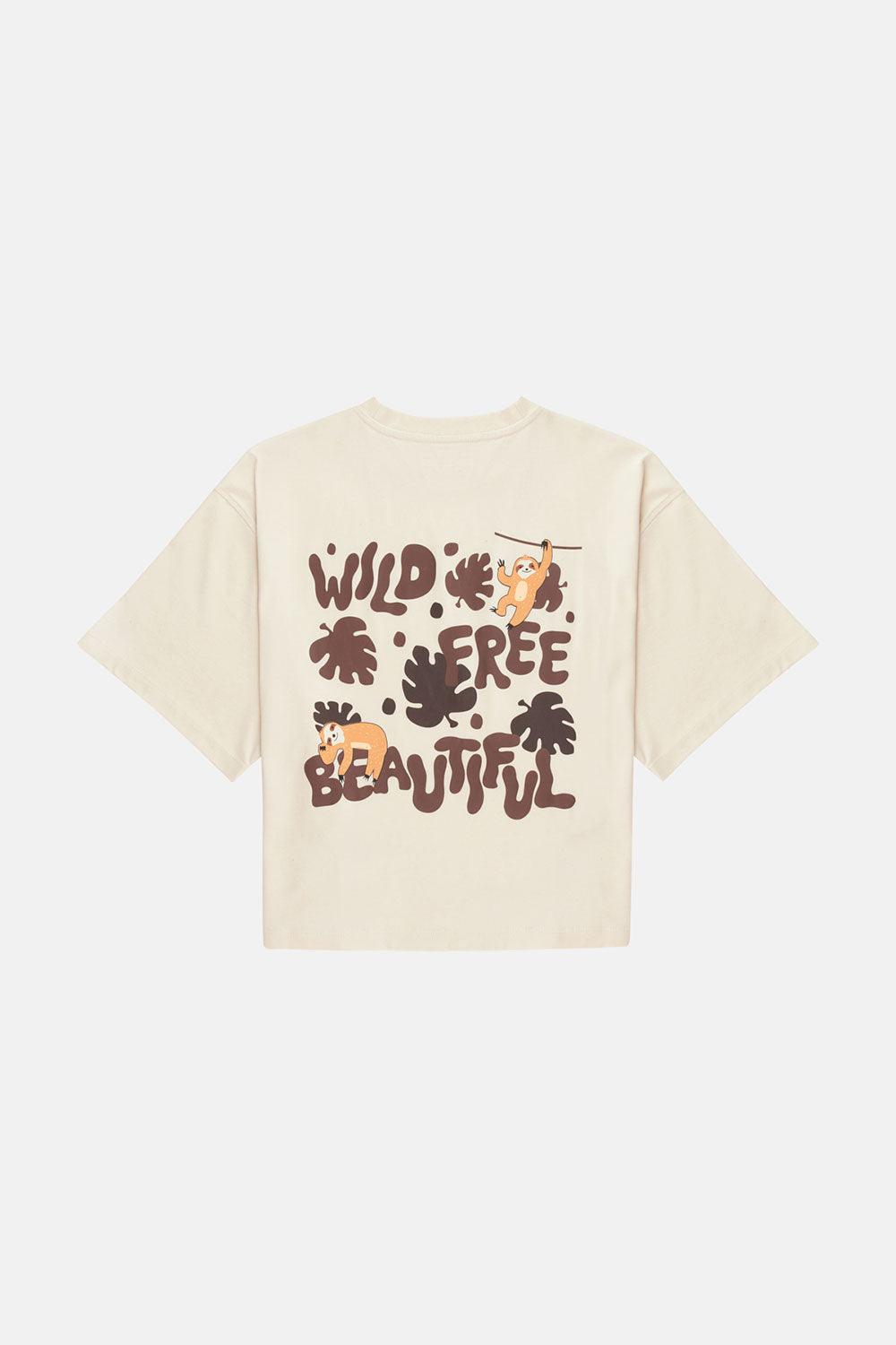 WWF Market-Wild Free Beautiful Oversize Crop T-Shirt - Bej-T-Shirts-3-Milagron.com