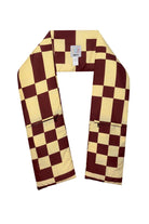 Wayt-Cosmic Distortion Kahve & Sarı Dama Desenli Cepli Şişme Atkı-Şal & Fular-1-Milagron.com