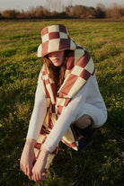 Wayt-Cosmic Distortion Kahve & Sarı Dama Desenli Şişme Şapka-Bucket Hat-2-Milagron.com