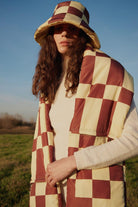 Wayt-Cosmic Distortion Kahve & Sarı Dama Desenli Şişme Şapka-Bucket Hat-5-Milagron.com