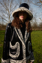 Wayt-Moon Child Suni Kürklü Siyah Vinil Kova Şapka-Bucket Hat-2-Milagron.com