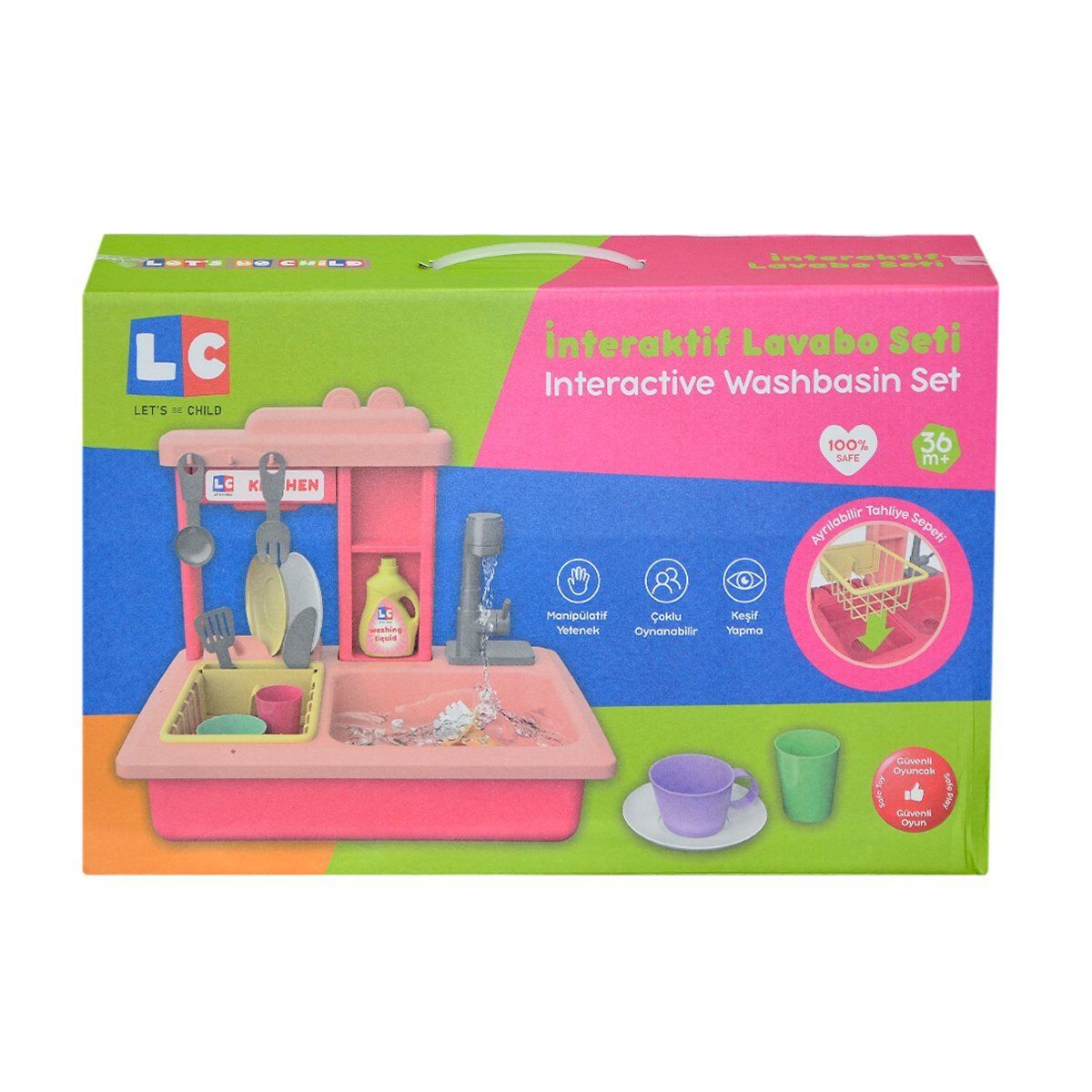 Let's Be Child Pilli İnteraktif Lavabo Seti 21 Parça Evcilik ve Mutfak Setleri | Milagron 