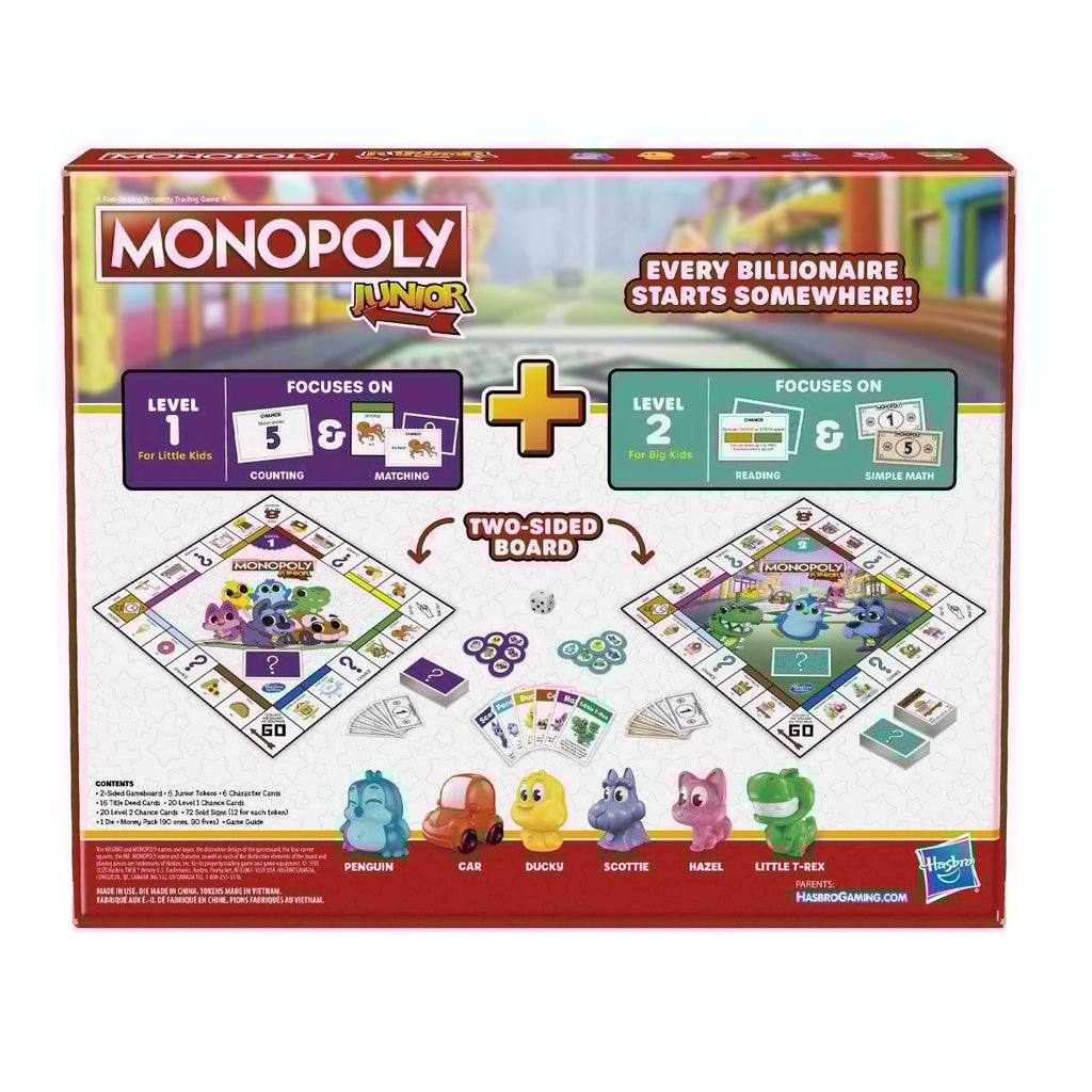 Monopoly Hasbro Gaming Monopoly Junior 2'Si1 Arada +4 Yaş Kutu Oyunları | Milagron 