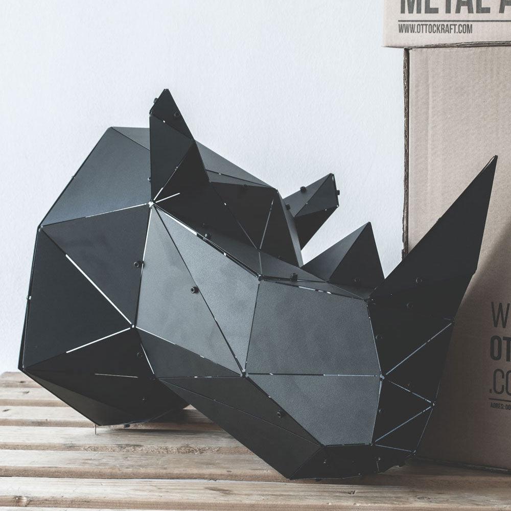 OTTOCKRAFT | Dekoratif Objeler | OTTOCKRAFT™ | RHINO - 3D Geometrik Metal Gergedan Figürü | Milagron 